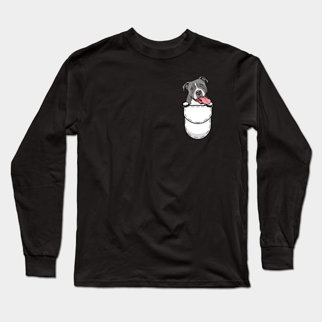 Pit Bull Pocket Dog Long Sleeve T-Shirt by Pet My Dog